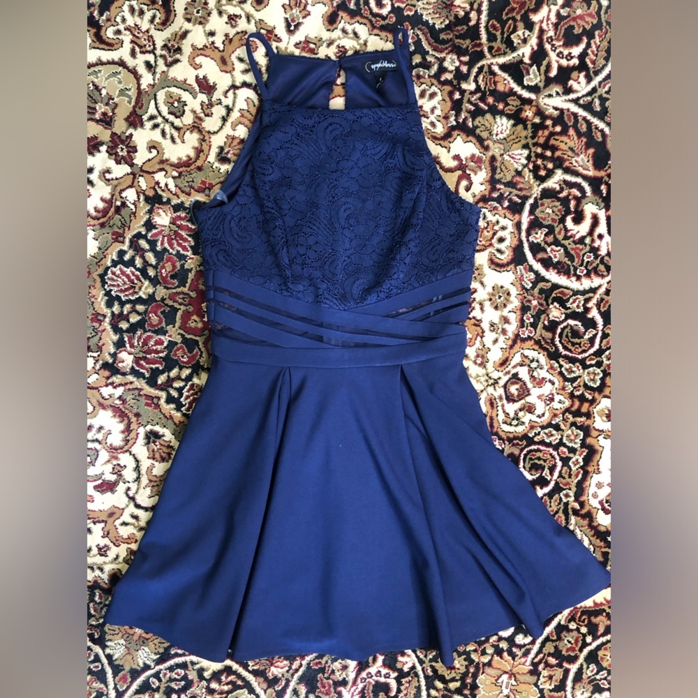 Speechless Blue Fit and Flare Dress 7 cut out waist